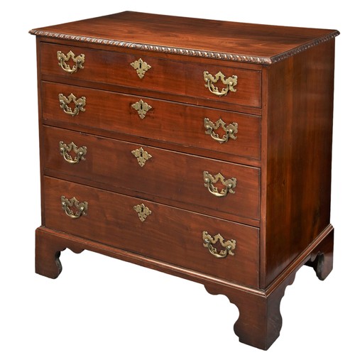 570 - EARLY 19TH CENTURY MAHOGANY CHEST OF DRAWERS the rectangular top with applied gadrooned edge above f... 