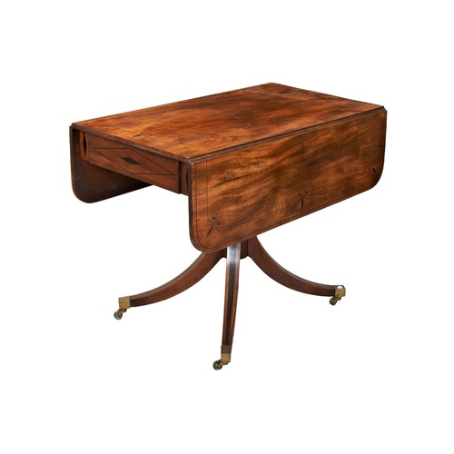 573 - MAHOGANY PEMBROKE TABLE, 19TH CENTURY rectangular top with two hinged leaves over two end frieze dra... 