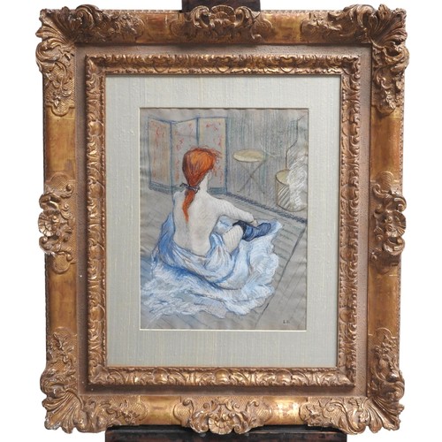 655 - AFTER HENRI DE TOULOUSE-LAUTREC (1864-1901) 'LA TOILETTE (ROUSSE)' PASTEL/PAPER monogrammed LV in bo... 