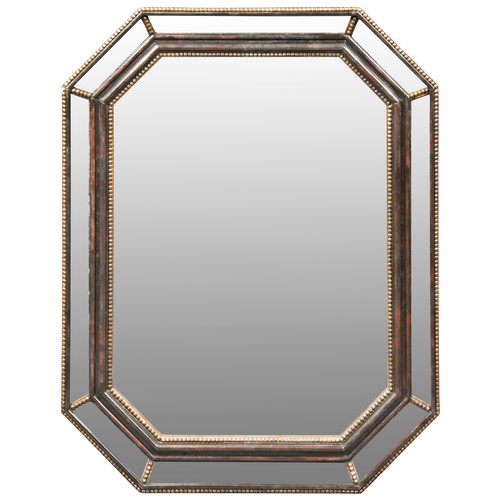 630 - OCTAGONAL HALL MIRROR, 20TH CENTURY bevelled octagonal plate with a beaded slip.95cm x 72cm Provenan... 