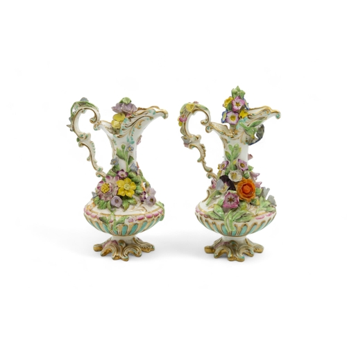 302 - A PAIR OF MEISSEN ENCRUSTED ROSEWATER FLASKSLate 19th century, 15cms high