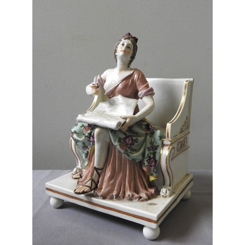 296 - A RUDOLSTADT FIGURE OF LITERATUREMid 19th century, 24cms high