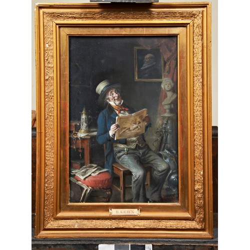 412 - HERMANN KERN (1838-1912) 'KUNSTLERIN' & 'INTERMEZZO' OIL PAINTINGS ON PANELS, both signed in low... 