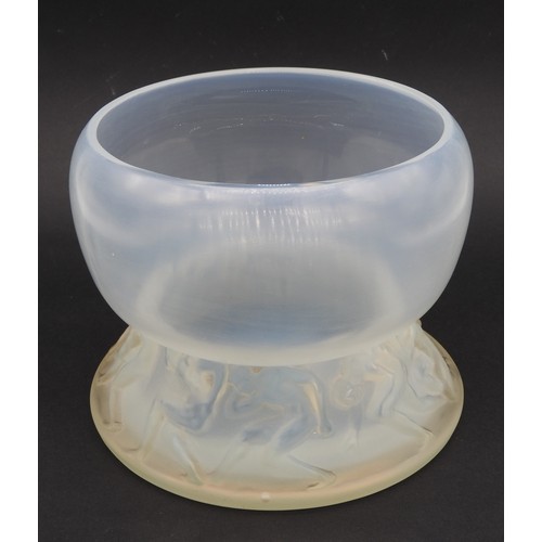 309 - RENE LALIQUE (1860-1945) LUTTEURS VASE, CIRCA 1914, opalescent glass vase with relief moulded base w... 