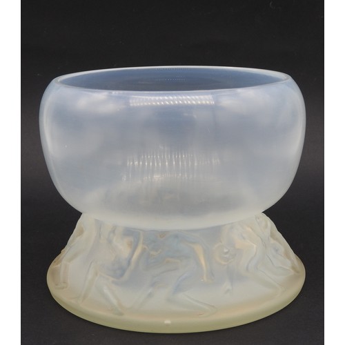 309 - RENE LALIQUE (1860-1945) LUTTEURS VASE, CIRCA 1914, opalescent glass vase with relief moulded base w... 