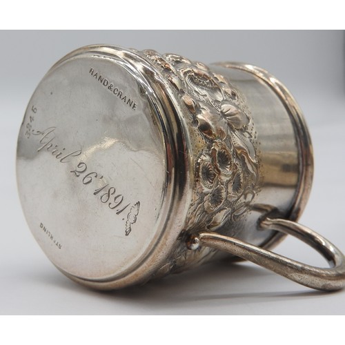 454 - A MIXED GROUP OF SILVER WARES, the lot includes a sugar sifter (Birmingham 1919), a christening mug ... 