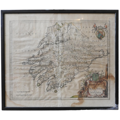 400 - JOAN. BLAEU (1596-1693) 'MOMONIA, HIBERNICE MOUN ET WOUN; ANGLICE MOUNSTER' MAP, MID 17TH CENTURY, h... 