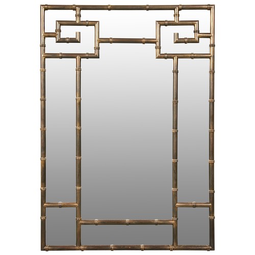 210 - A BRASS FRAMED SIMULATED BAMBOO MIRROR122 x 86 cmViewing in person by appointment on Saturday 29th J... 