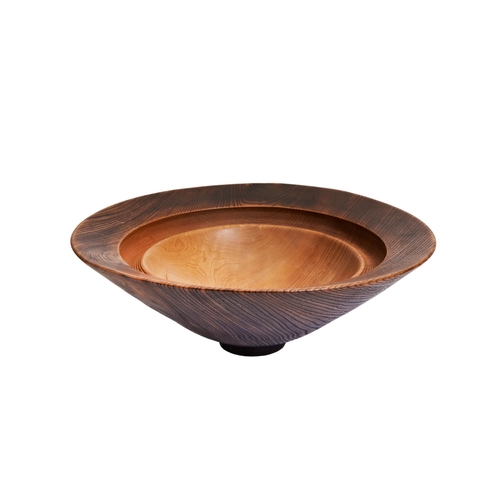 416 - MIKE 'CHAI' SCOTT (b.1943) TURNED OAK BOWL,  tapering form with recessed interior, the artist's name... 