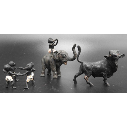 418 - THREE VINTAGE AUSTRIAN COLD PAINTED BRONZE MODELS, EARLY 20TH CENTURY, one of a bull, one of a nativ... 