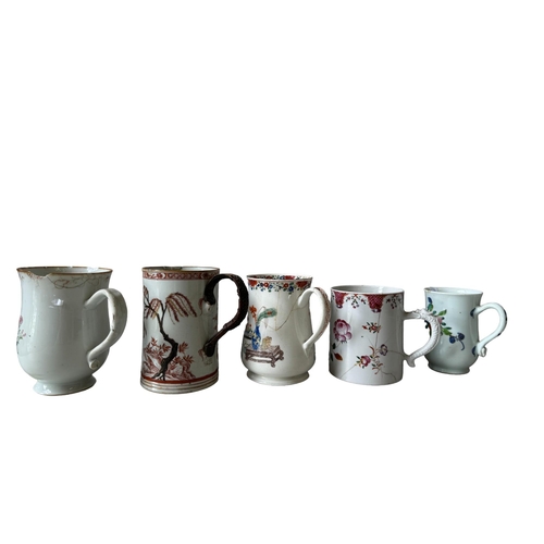 274 - A GROUP OF FIVE FAMILLE ROSE MUG18TH CENTURY decorated with figures and floral motifs.Provenance:fro... 