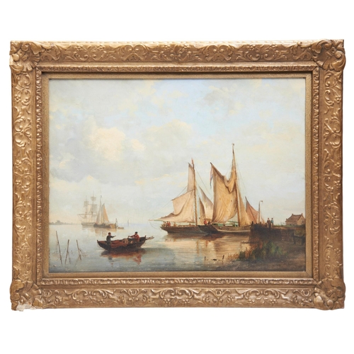 399 - HERMANUS KOEKKOEK (1815-1882)SAILING BOATS AT THE MOUTH OF A RIVERoil on board37cm x 48cmPROVENANCE:... 
