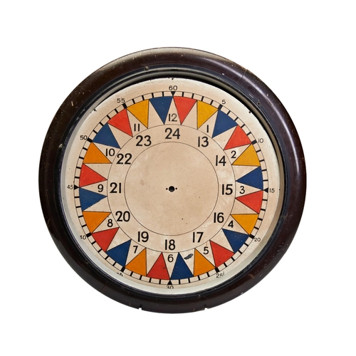 166 - A LARGE RAF ‘OPERATIONS ROOM’ SECTOR CLOCK DIAL, the four part circular mahoganymount stamped No. 6 ... 