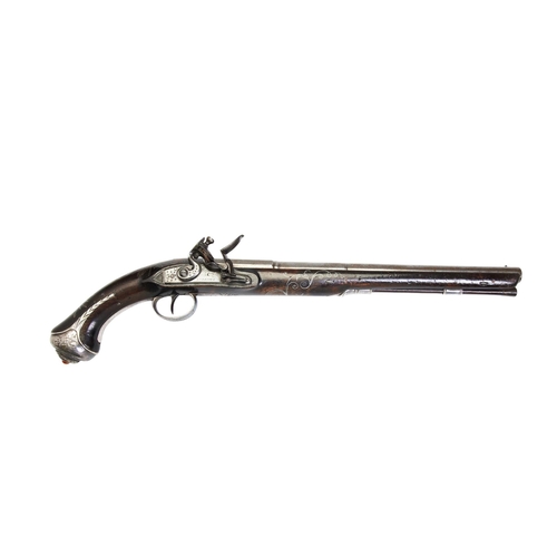 176 - A TURKISH MARKET FLINTLOCK PISTOL BY ANDREWS, the long barrel marked ‘London’ with proof marks, the ... 