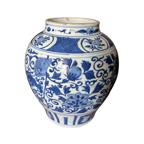 283 - A CHINESE BLUE AND WHITE JAR 20TH CENTURYIn the Kangxi style