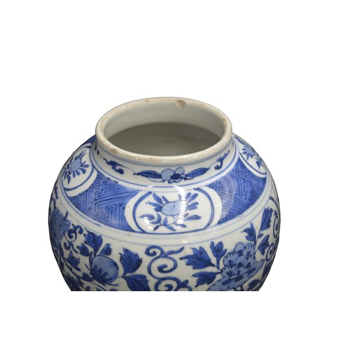 283 - A CHINESE BLUE AND WHITE JAR 20TH CENTURYIn the Kangxi style