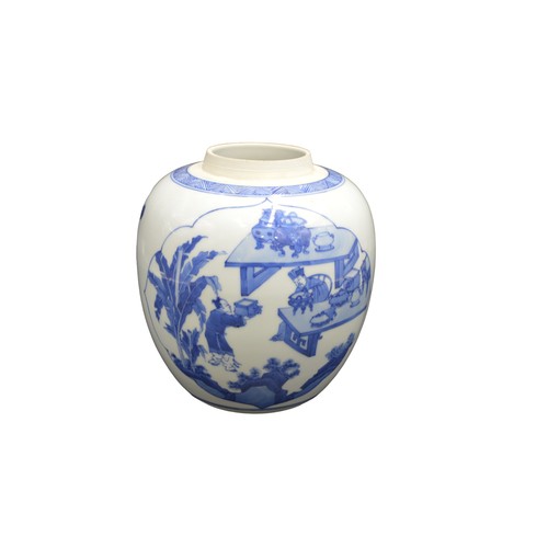 282 - A CHINESE BLUE AND WHITE JAR 20TH CENTURYIn the Ming style