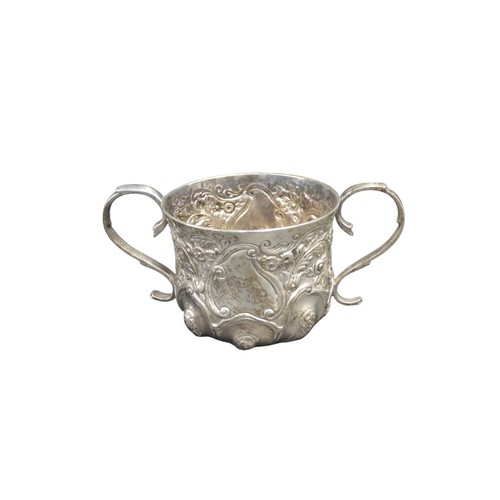 448A - VICTORIAN SILVER PORRINGER CUP,  HAVING EMBOSSED ROCOCO DECORATION, LONDON 1891, Wakely & Wheele... 