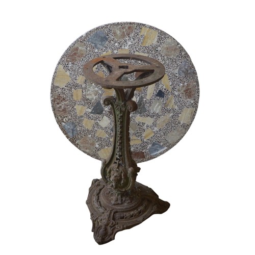 128A - A 19TH CENTURY CAST-IRON TABLE BASE, the scrolling baluster column decorated with lion head masks (7... 
