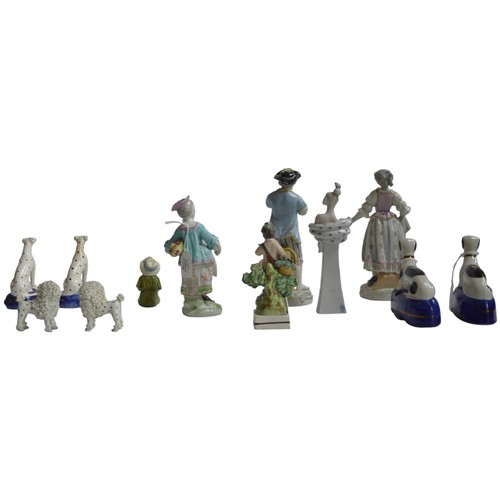 836 - A MIXED GROUP OF TWELVE 19TH CENTURY FIGURES AND MODELS, including three pairs of Staffordshire dog ... 