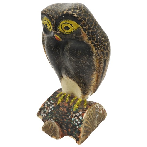 111 - A RARE JAPANESE SATSUMA VASEMEIJI PERIOD (1868-1912)modelled as an owl perched on a log19.5cm high... 