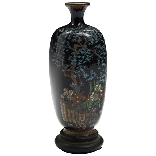 107 - A FINE JAPANESE CLOISONNE VASEMEIJI PERIOD (1868-1912)in the manner of Hayashi Kodenji, the side dec... 