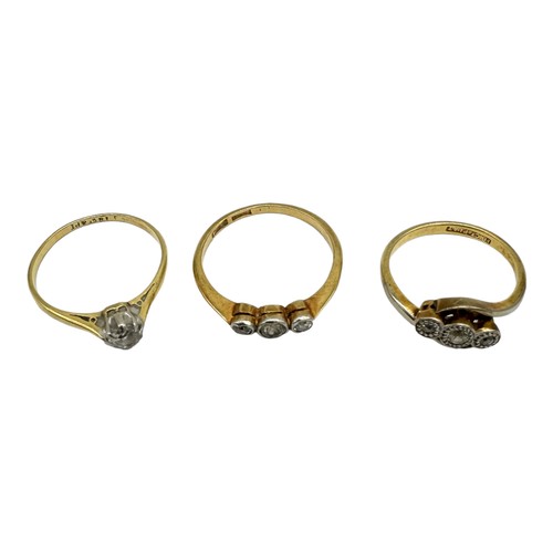 554 - THREE 18CT GOLD DIAMOND SET DRESS RINGSTotal weight 5.7gms