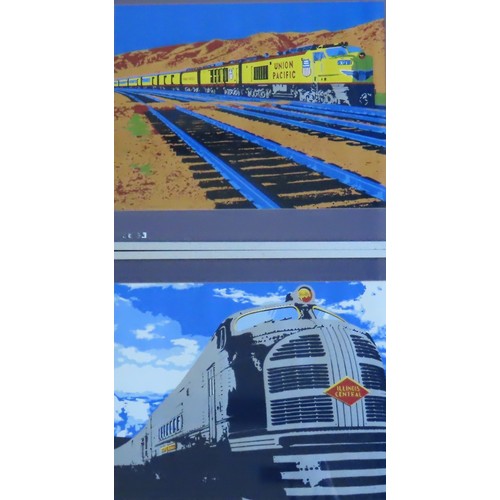 345 - A. BAINES (20TH CENTURY) 'LOCOS AMERICANOS I & II' LIMITED COLOUR PRINTS, numbered and signed38 ... 