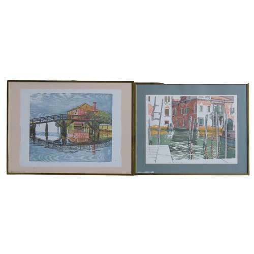 348 - M. KAUFMAN (20TH CENTURY) 'POLAZZO MOLIN, VENICE' & 'RED HOUSE, MAZZONTO' LIMITED PRINTS, both s... 