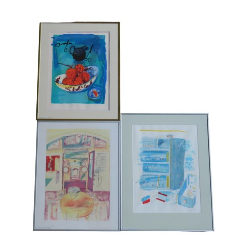 383 - CHLOE CHEESE (b.1952) 'BREAKFAST ROOM', 'ORANGE AND BLUE' & 'SPICE CHEST WITH CORIANDER' LITHOGR... 