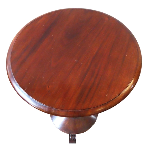 54 - A WILLIAM IV MAHOGANY LAMP TABLE, with a later circular top raised on a tapering octagonal column, o... 