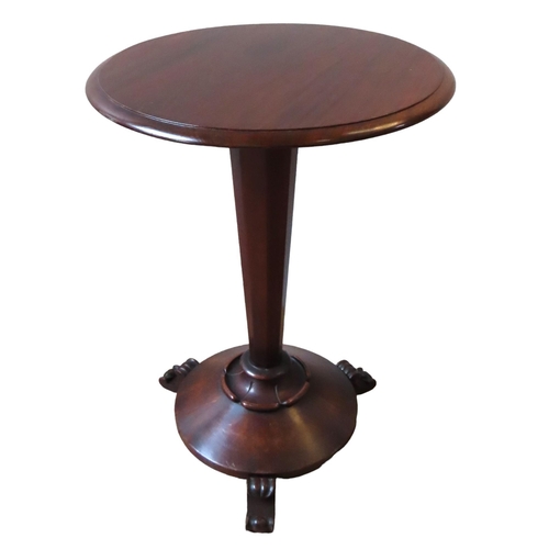 54 - A WILLIAM IV MAHOGANY LAMP TABLE, with a later circular top raised on a tapering octagonal column, o... 