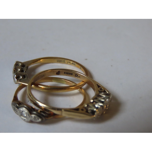 558 - THREE VINTAGE ILLUSION SET DIAMOND RINGS, one stamped 9ct gold, one stamped 18CT PLAT and the other ... 