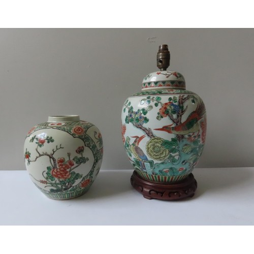 164 - TWO CHINESE FAMILLE VERTE JARS 20TH CENTURY22cm and 29cm high