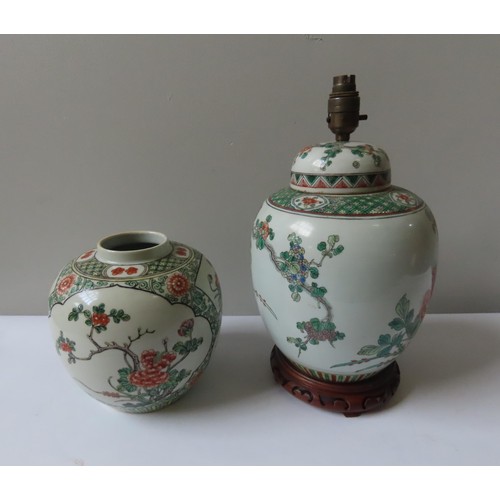 164 - TWO CHINESE FAMILLE VERTE JARS 20TH CENTURY22cm and 29cm high