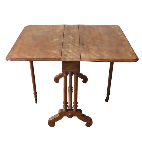 44 - A VICTORIAN MAHOGANY SUTHERLAND TABLE, the drop-leaf rectangular top raised on twin turned end suppo... 