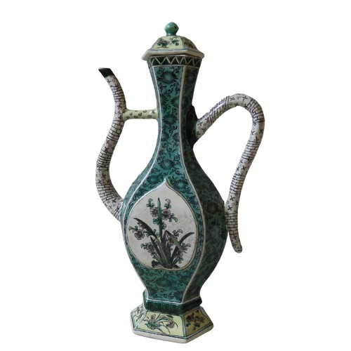 204 - CHINESE FAMILLE VERTE COVERED WINE EWER QING DYNASTY in the Kangxi style29cm high