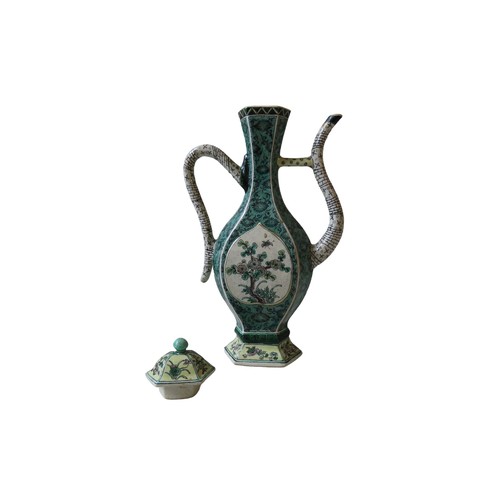 204 - CHINESE FAMILLE VERTE COVERED WINE EWER QING DYNASTY in the Kangxi style29cm high