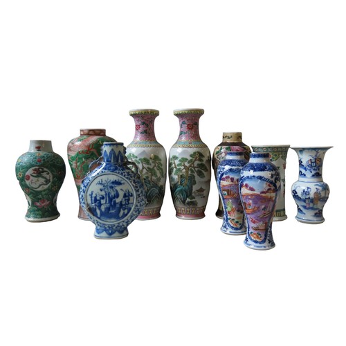 162 - A GROUP OF CHINESE PORCELAIN VASES 19th/20th CenturyTallest 32cm(10)