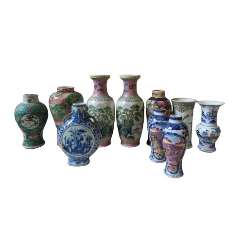 162 - A GROUP OF CHINESE PORCELAIN VASES 19th/20th CenturyTallest 32cm(10)