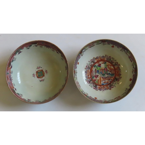 202 - TWO CHINESE EXPORT MANDARIN PALETTE PUNCH BOWLS QIANLONG PERIOD28.5cm diameter