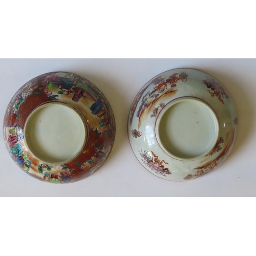 202 - TWO CHINESE EXPORT MANDARIN PALETTE PUNCH BOWLS QIANLONG PERIOD28.5cm diameter