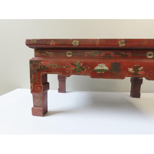 76 - CHINESE RED LACQUER LOW TABLE QING DYNASTY 19TH CENTURY63cm wide x 32cm high