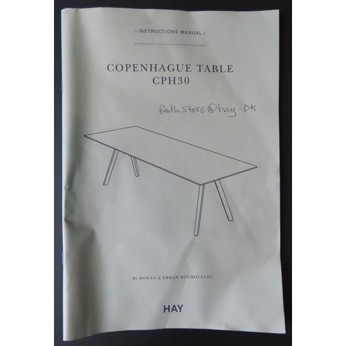 42 - A COPENHAGUE CPH30 TABLE BY RONAN & ERWAN BOUROULLEC FOR HAY, black linoleum covered rectangular... 