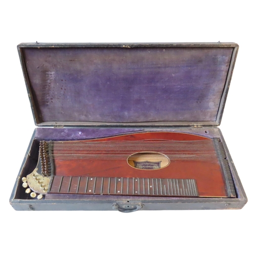 101 - A 19TH CENTURY 31-STRING ZITHER, by Neuner & Hornsteiner, with a paper label affixed in the soun... 