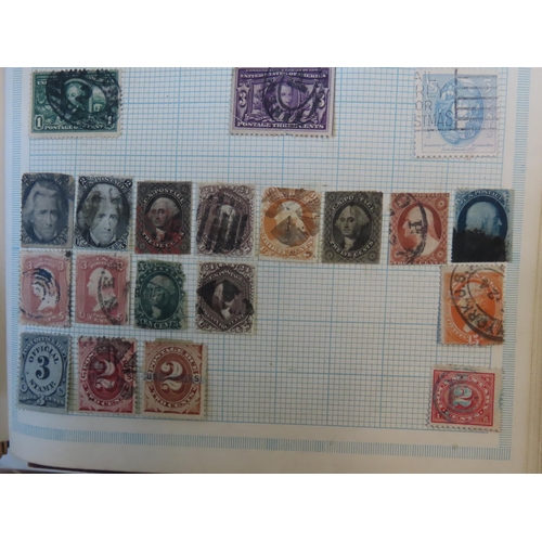 496 - THE INTERNATIONAL POSTAGE STAMP ALBUM, CONTAINING A USA BROADWAY POST OFFICE LOCAL ISSUE STAMP CIRCA... 