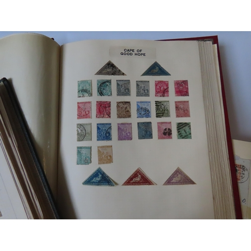 498 - THE UTILE HINGED LEAF ALBUM CONTAINING A FIVE CAPE OF GOOD HOPE TRIANGLES, one penny, x 2 four penny... 