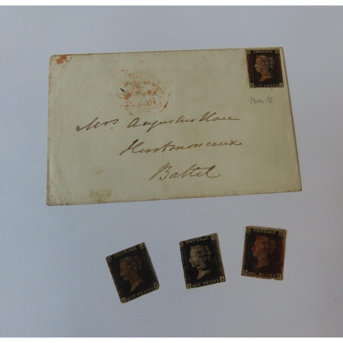 500 - A PENNY BLACK ON AN ENVELOPE, franked to the reverse for 1840, marked in pencil ‘plate 1b’ together ... 