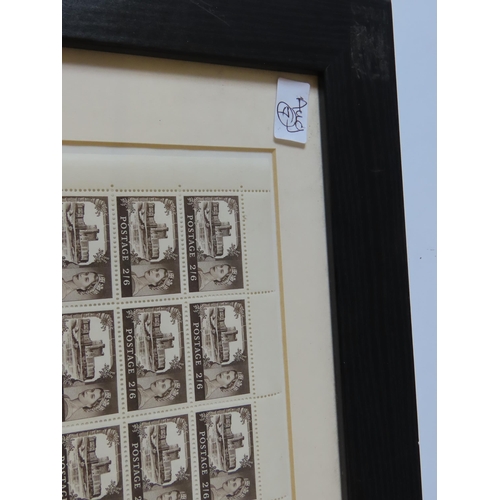 501 - 1958 2/6 DE LA RUE WILDING CASTLE STAMPS, full sheet, framed, and various other sheets of stamps.