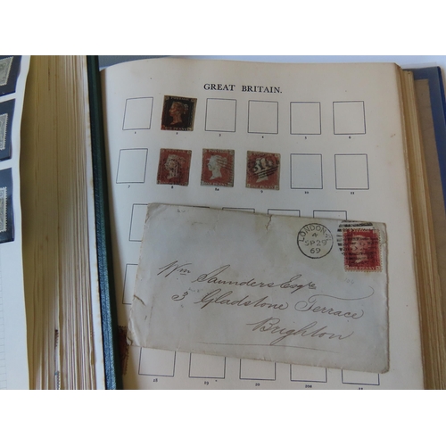 489 - AN ALBUM CONTAINING A PENNY BLACK AND VARIOUS OTHER BRITISH STAMPS, a small 1953 album of coronation... 